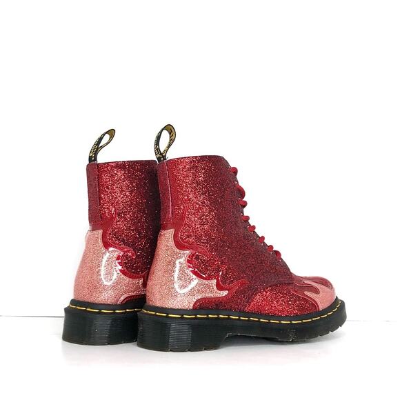 Dr Martens Pascal Flame Red Glitter Ankle Boots Women’s 5 Shoes - Picture 8 of 13